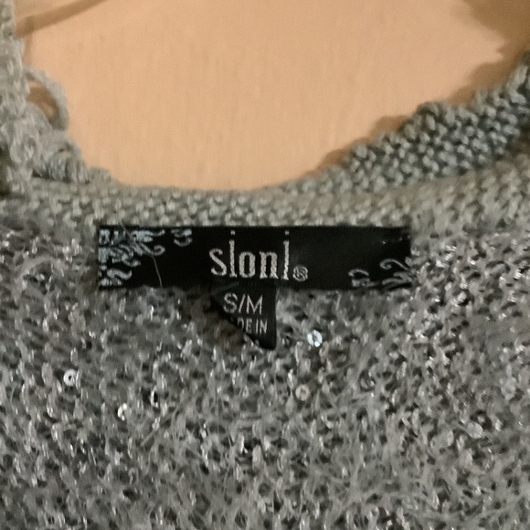 Ladies dressy sequined sweater with fringe trim. - Picture 3 of 5